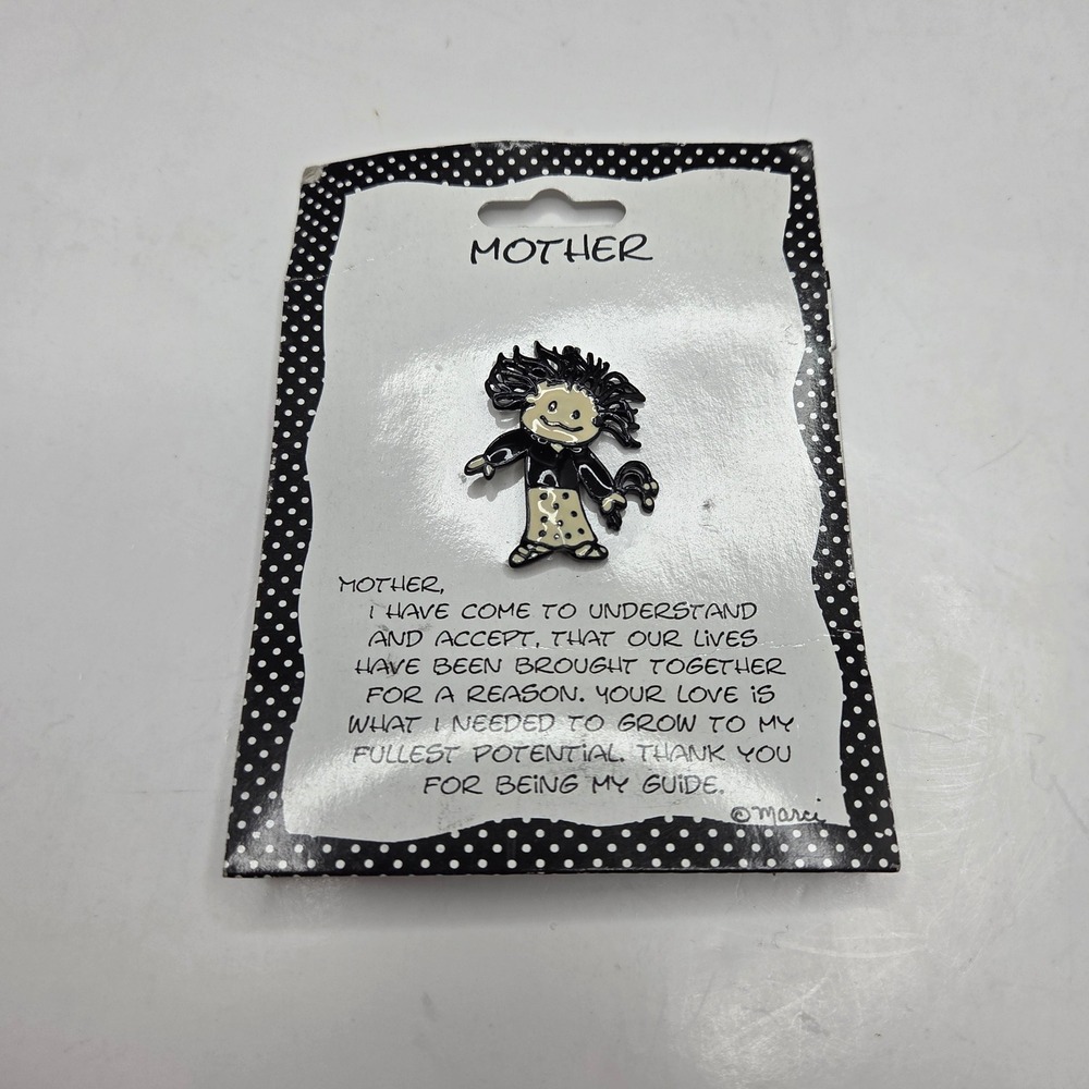 Marci Children of the Inner Light Mother Enamel Pin Vintage Gift Black Cream
